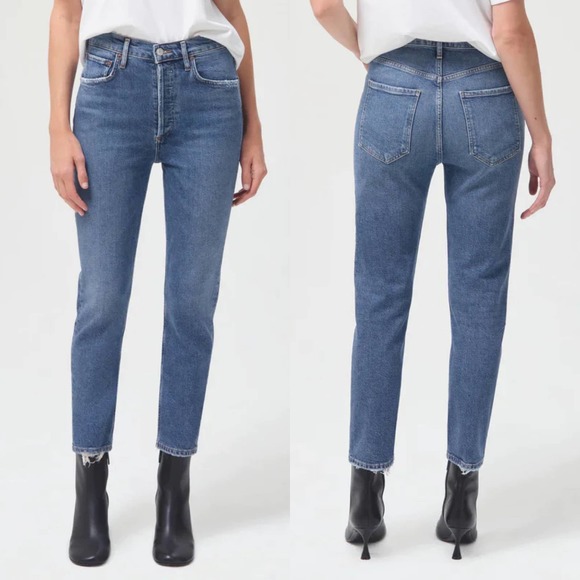 AGOLDE Riley High Rise Straight Crop Jeans Silence - Picture 1 of 11
